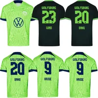 22/23 Wolfsburg Soccer Jersey 2022 2023 홈 Ginczek Steffen Shirts Away Roussillon Mehmedi Mbabu Brooks Arnold Weghorst 축구 유니폼