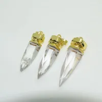 Hangende kettingen 5 -stk goudplatedap gefacetteerd natuurlijke helder kristalkwarts pijl voor ketting edelstenen dolksteen charme vrouwen
