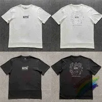 Męskie koszule 2022s Autumn Winterfashion Marka projektant T Shirt Kith Midnight Snack Treats Men Kobiety 1 Vintage White Black Tee