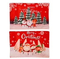 Juldekorationer Placemats Köksmiddagsbord Mattor inte slipar tvättbar värmebeständig Santa Reindeer Snowman Wholesale DD