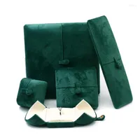 Emballage cadeau Double Open Green Flannel Créatif Boîte de bijoux créative Collier de perle haut de gamme Ensemble pour les organisateurs de cadeaux