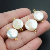 Colliers pendants borosa 5pcs blanc perle nature naturel connecteur rond en eau bricolage pour les femmes délocbracelet marie g1071