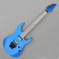 Factory Custom Meatl Blue Electric Guitar com Black Hardwares Maple Artrend 24 Frets Frets Abalona Fret Inclay pode ser personalizada