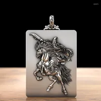 Pendant Necklaces S7 Domineering Horse Riding Guan Gong Male Personality Yu Wu God Of Wealth Silver Men&#39;s Pendants Man Woman
