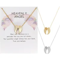 2022 Collar colgante de ala de ángel para niñas Collar de cadena de encanto de moda con embalaje de tarjetas