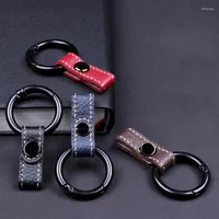 Keychains 1PC Echtes Cowhide Leder Keyring Universal für alle Autostile Autozubehör Schlüssel Kette Männer Business Promotion Geschenk