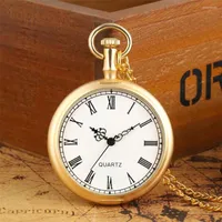 Pocket Uhren exquisite offene Gesichtsquarz Uhr R￶mische Zahlen Analog Display Anh￤ngeruhr mit Halskette Kette f￼r M￤nner Frauen Reloj FOB