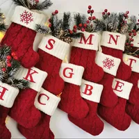 Decoraciones de calcet￭n navide￱as Ceraca de nieve roja calcetines calcetines adornos de decoraci￳n de ￡rboles de Navidad bolsas de regalo al por mayor dd