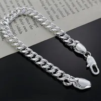 Link Bracelets Hszshop Noble - Silver Splated Charm 8mm Solid For Women Man Classic Party Wedding Jewelry