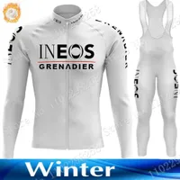Jersey de cyclisme ensemble White Ineos Grenadier Winter Team 2022 Jersey Cycling Set thermal V￪tements Pantalons de route ￠ manches longues
