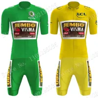 사이클링 저지 세트 Maillot Jumbo Visma 2022 Wout van Aert Cycling Jersey 세트 짧은 슬리브 의류 자전거 셔츠 정장 자전거 Bib Shorts MTB Wear