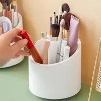 Skrzynki do przechowywania 2022 makijaż szczotki do uchwytu na kurz obrotowy plastikowy szminka do brwi ołówek pojemnik na próżność do domu