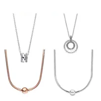 S925 Silver Pendant Necklaces Original fit Pandora Jewelry Snake Bone Women clavicle chain