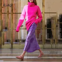 Kjolar runway 2022 nuy projekt elegancki szykowny fioletowy cekin spodnica damska wysokieej talii wrap hip prosta rurka spodnice luksuso