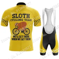Jersey de cyclisme set 2022 Sloth Cycling Team Jersey Set Yellow Vêtements Road Bike Shirts Suit Bicycle Bib Shorts MTB ROPA MAILLOT CULOTTE