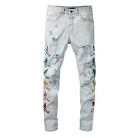 Jeans de designer de 20Ss, desgosto de jeans Ripped Biker Slim Fit Motorcycle Denim para homens de moda Jean Mans Pants servir Hommes #825