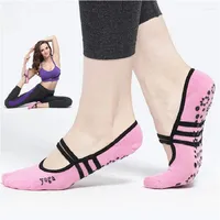Chaussettes de sport yoga non glissade bandage coton skid Pilates ballet barre sock sock slippers Vres de sport avec poignées pour femmes filles