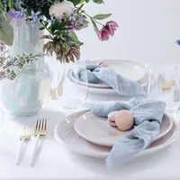 Table Noisette Yepqzq Décor de mariage Gauze Gauze Refère Dîner Set 10 Musline Têpe bleu rustique à main en mousseline Tissu bleu clair