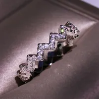 Temp￩rament Wave Ring Lightning Zircon Statement Love Band Ring Women's Si simple Super Flash Diamond Diamond Index Ring Jewelry 199E
