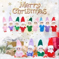 Decoraciones navideñas bebés elfos con brazos móviles Piernas de muñecas Accesorios de casa de muñecas PVC Elfos de bebé de fieltro