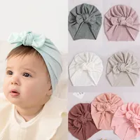 Knit Baby Hats Soft Newborn Indian Cap Toddler Rabbit Ears Knot Turban Boy Girls Beanies Children Cotton Hair Accessories Spring