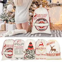 Grands décorations de sacs cadeaux de Noël Noël Santa Claus Sack Trawstring Canvas Emballage Rangement pour les cadeaux du Nouvel An 50x70cm