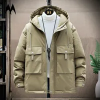 Men Jackets Mens Eles Warm Parkas Winter Capuzes com capuz casacos harajuku moda solta cor sólida cor de vento acolchoada casaco de parka 2210101010