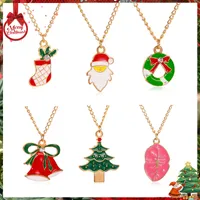 Smalto ornamento natalizio collane a pendente a ciondolo di Natale calzini a campana collana 2022 gioielli da festa di Natale