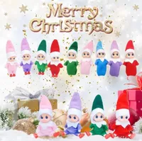 Decoraciones navideñas bebés elfos con brazos móviles Piernas móviles Accesorios de la casa de muñecas PVC Elfos de bebé de fieltro DD DD