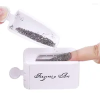 Nagelkonstdekorationer tvåskikt bärbart doppning pulver magi spegel glitter dammåtervinning magasin kaviar paljetter lagringslåda manikyr verktyg diy