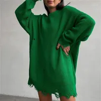 Kobiety swetry damskie damskie, duże zielone zielone dzianiny topy kobiety 2022 Autumn Loose Okoi skoczki do dziury zima zima
