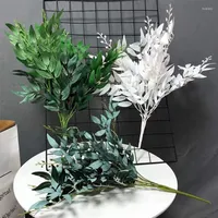 Decorative Flowers Artificial Willow Bouquet 5 Fork Branches Silk Fake Leaves For Home Decoration Plant Jungle Party Arrangement Wedding