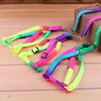 Collares para perros 120 cm Nylon Rainbow Pet Collar Arnés Leash Soft Walking Lead de tracción colorida y duradera