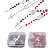 Zinklegierung Sublimation Rosenkranz Halskette Perlen Anhänger Blanks Wärmeübertragung DIY Geschenk Wly935