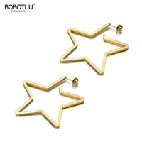 Stud Bobotuu Fashion Titanium Stainless Steel Love Star Earrings Bohemia Office Jewelry for Women Girls BE19329290A