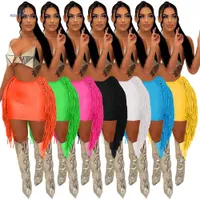 Юбки kobiety opaska boczna spodnice z fredzlami 2022 moda bodycon sexy mini sukienka do klubu na impreze nocne tkaniny