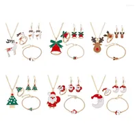 Halskette Ohrringe Set Trendy Christmas Series tropfende alte Mann Elch Bells Halsketten Armbänder Ringe mehrköpfiges Partygeschenk