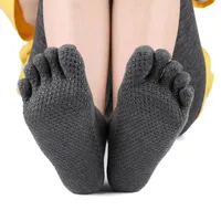 Meias esportivas Pilates for Women Yoga Sock Five Fingers Backless Silicone Non Slip 5 Toe Ballet Gym Fitness Ctton
