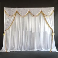 D￩coration de la f￪te de rideau 3x3m Design complet enti￨rement en soie en soie fond de rideau de rideau de mariage.