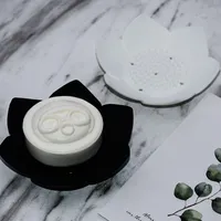 Sabão de silicone prato 3d mini -formato de flor Soaps do suporte para casa não deslize artigos de banheiro em casa Multi Color 2 3zb CKK