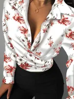 Женские блузки повседневная рыбацкая рубашка Женщина весна лето в глубокие V-образные модные рубашки с длинным рукавом для женщин 2022 Элегантные белые топы