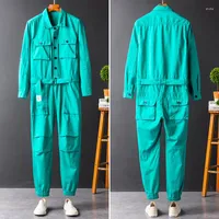 Men&#039;s Pants And Men&#39;s Women&#39;s Workwear Long Sleeve Jumpsuit Bink Blue Grey Single Breasted Lapel Cloth 2022 Spring Autumn Trousers
