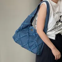 Totes Denim Design Women Tote Handbags Fashion Cloth Ladies Big Travel Underarm Bag Large Capacity Female Tassel Blue Shoulder Bags
