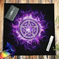 Stołowa odzież Purple Moon Pentagram Tarot Tablecloth Velvet Ołtarz Pagan Witchcraft Duchowy wahadł