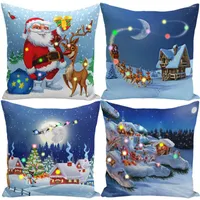 Pillow Case Christmas Fee Lichter LED Kissenbez￼ge 45x45 cm Santa Elch Schnee Polyester Kurzes Pl￼schabdeckung Home Dekoration Geschenke