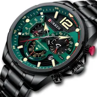 Wristwatches Men Sport Chronograph Quartz Wristwatch Fashion Luxury Stainless Steel Strap Male Clock Luminous Hands Relogio Masculino