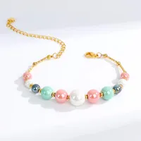 Charm Armband Fashion Ceramic Beads Armband f￶r kvinnor Eleganta smycken Justerbar guldf￤rgl￥da Kedja g￥va