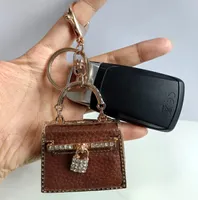 Llaves de llaves de cuero de diamante artificial anillo llave de llave fácil de transportar