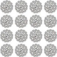 Pimler Broşlar Rhinestone Sızıntıları 19 mm Düz Back Çiçek Kristal Düğmesi Aksesuar Sier Düğmeleri DIY Mücevher Düğün Dekorati Amqai