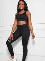 Kadınlar iki parçalı egzersiz seti Criss-Cross Strappy Sports Sütyen Yüksek Bel Yoga Pantolon